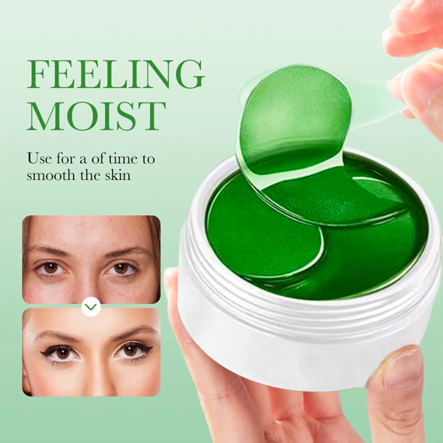 60PCS Seaweed Eye Mask – Hydrating Hyaluronic Acid & Collagen Patches for Dark Circles and Puffy Eyes