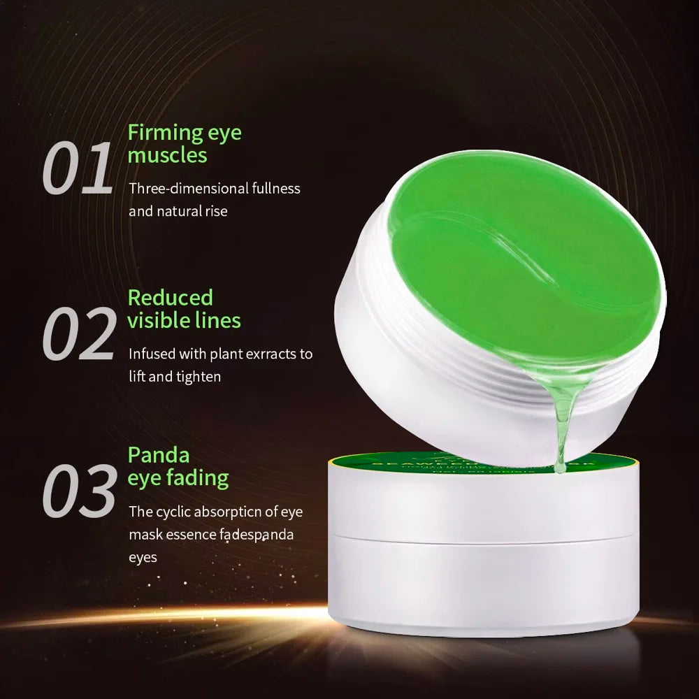 60PCS Seaweed Eye Mask – Hydrating Hyaluronic Acid & Collagen Patches for Dark Circles and Puffy Eyes