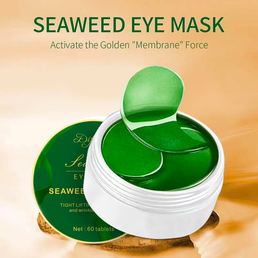 60PCS Seaweed Eye Mask – Hydrating Hyaluronic Acid & Collagen Patches for Dark Circles and Puffy Eyes